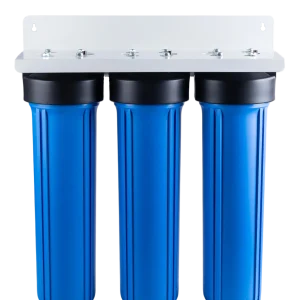 Durable 20-inch Big Blue 3-stage filter housing with wall mount