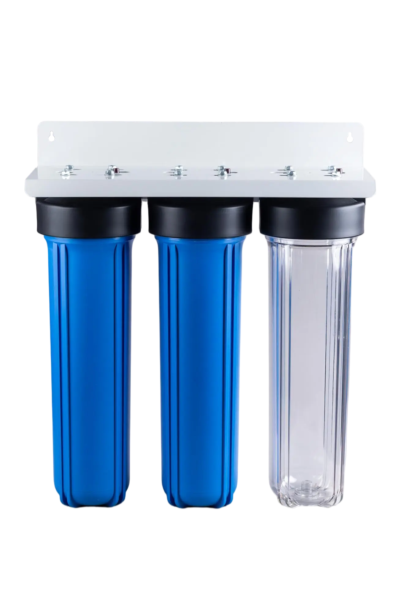Professional-grade wall mount 3-stage filter housing for water treatment