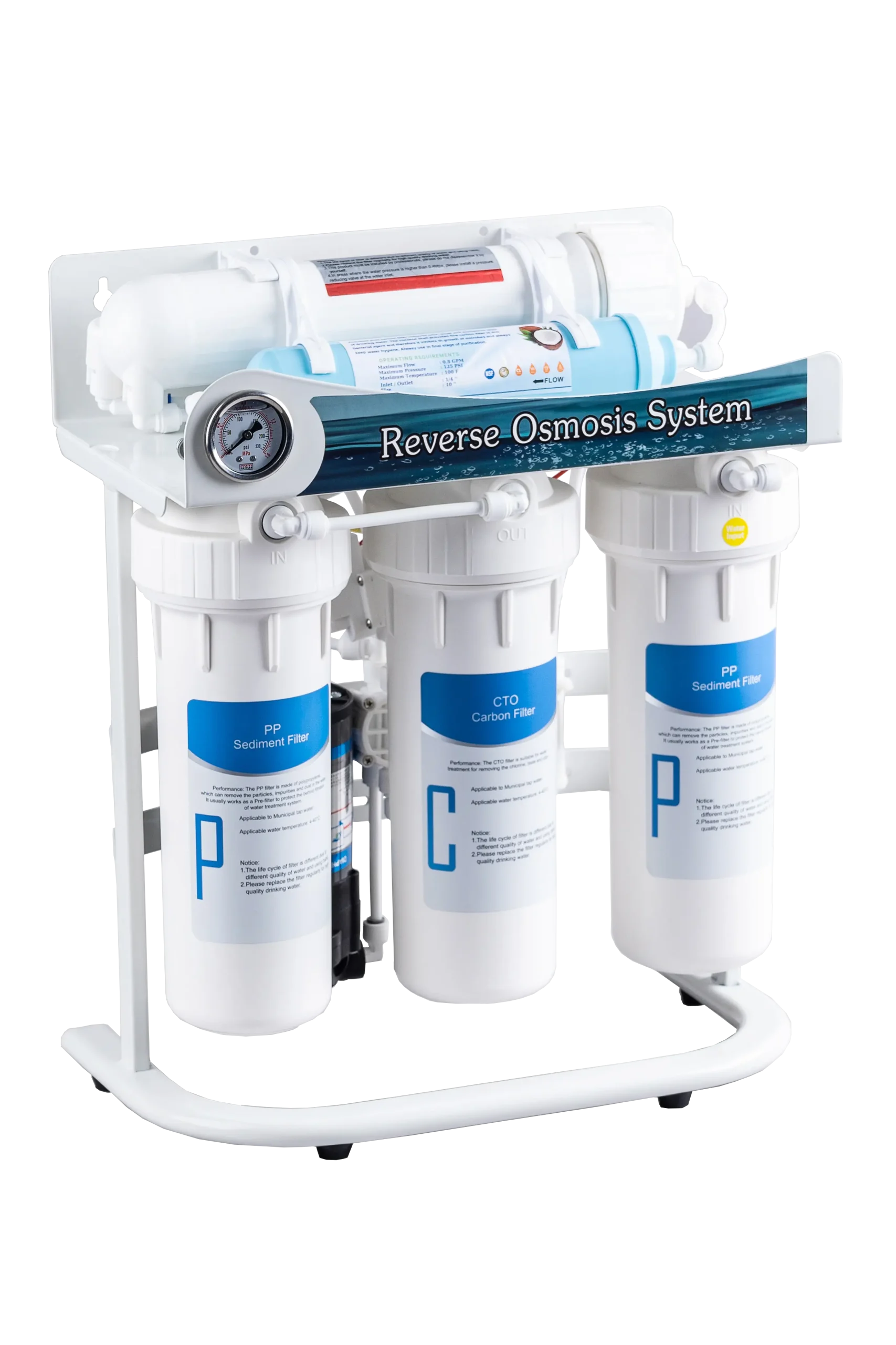 Under-sink reverse osmosis water filter for drinking water purification