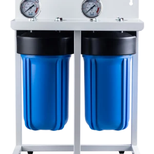 10-inch Big Blue 2-stage filter housings with steel bracket | Dual-stage food-grade polypropylene shells