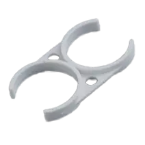 White plastic 2-3/16" double clip for household packaging machines, inner diameter 55.6mm