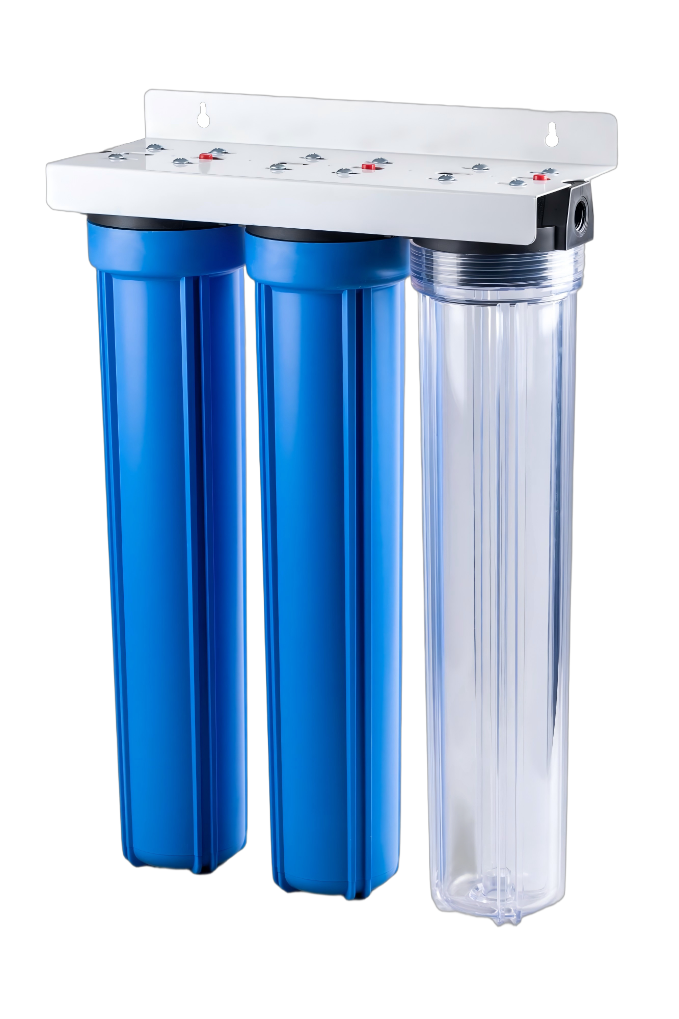 Right view of triple filter housing system showing bracket mount